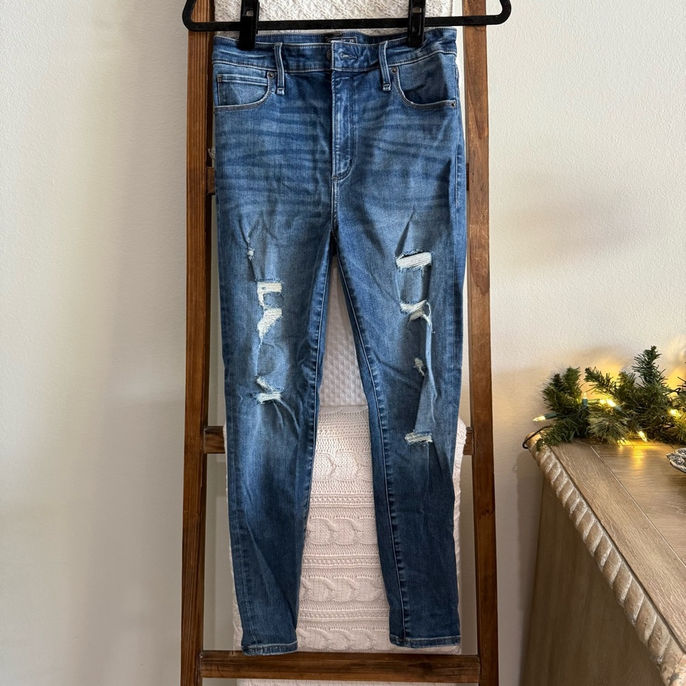 Abercrombie & Fitch Simone High Rise Super Skinny Distressed Jeans